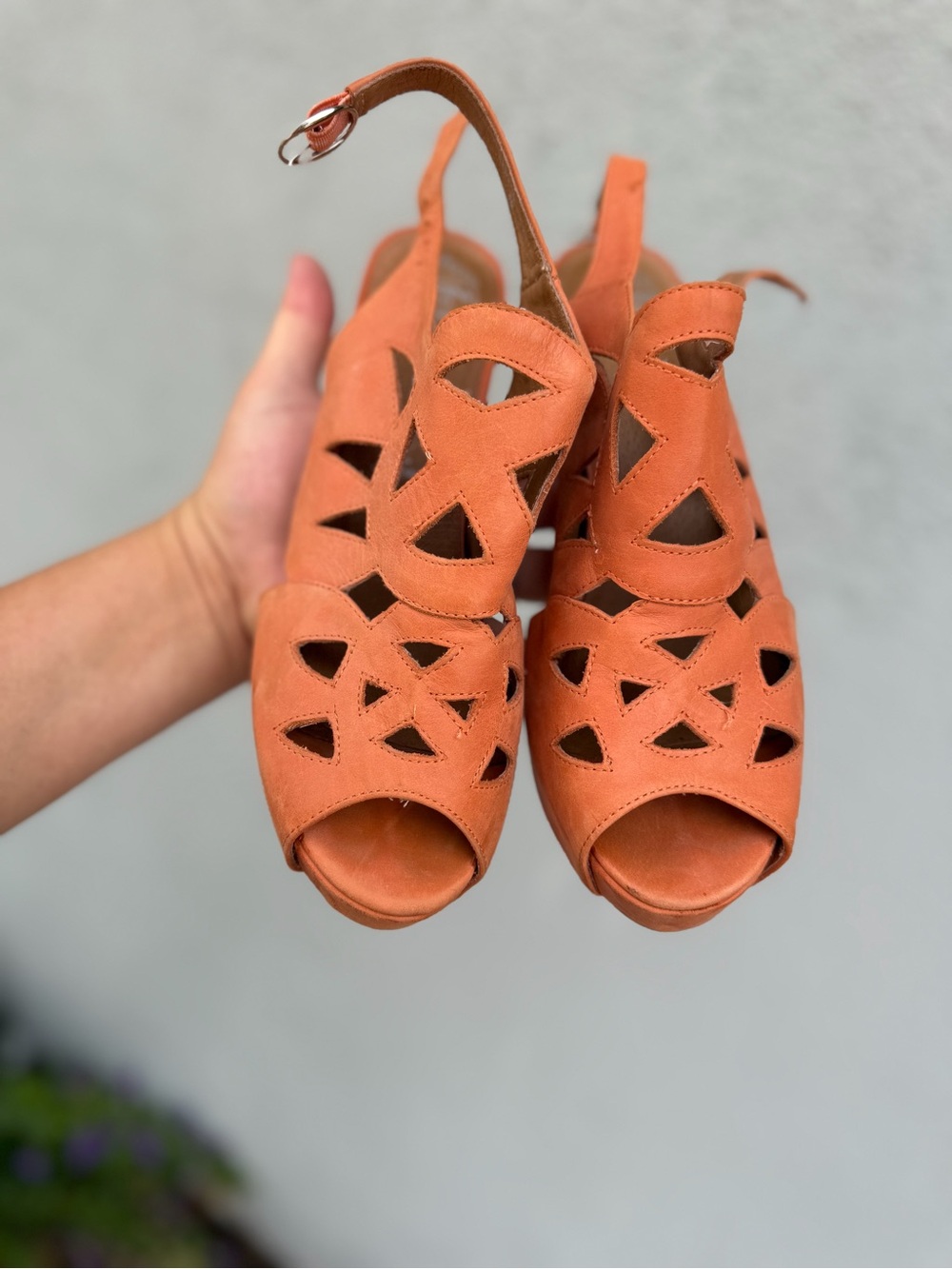Jeffrey Campbell Orange Cutout Slingback Sandals